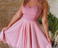 Vestido Curto Rose Elegante- Novo