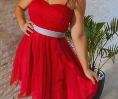 Vestido Curto De Alcinha Vermelho Com Brilho